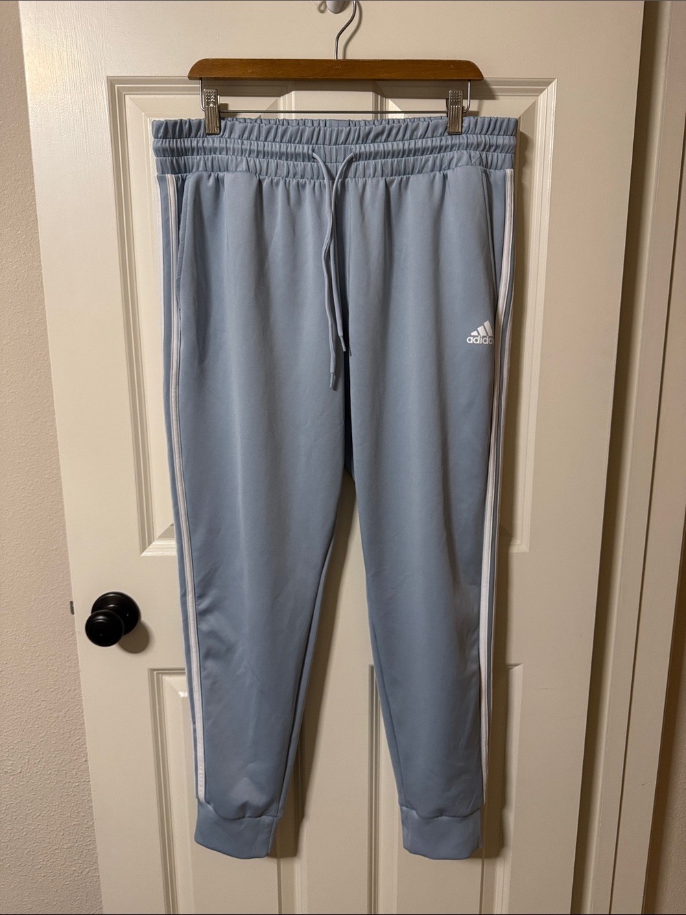 adidas Pastel Blue Jogger Pants with White Stripes